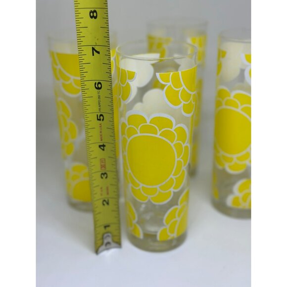 VTG 70s Colony Flower Highball Glasses – Set of 4, 7" Retro Sunflower Tumblers - Picture 7 of 7